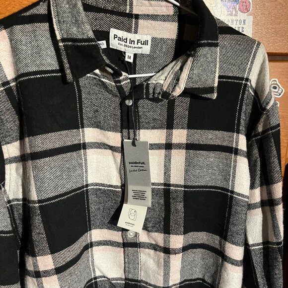 Paid In Full Plaid Flannel – Black/White (M) – NWT - Picture 5 of 5
